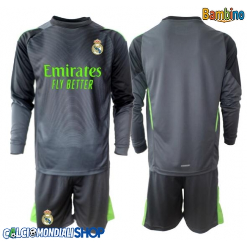 Maglie da calcio Real Madrid Portiere Terza Maglia Bambino 2025-26 Manica Lunga + Pantaloni corti)